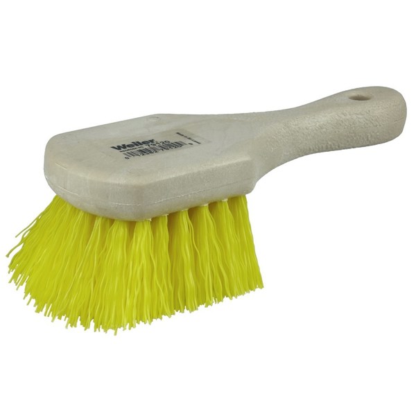 Weiler 8" Utility Scrub Brush, Yellow Polypropylene Fill, Short Handle 79120
